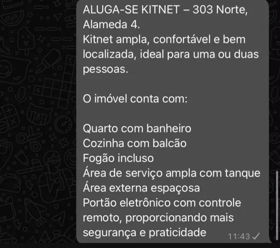 Aluga-se kitnet 303N