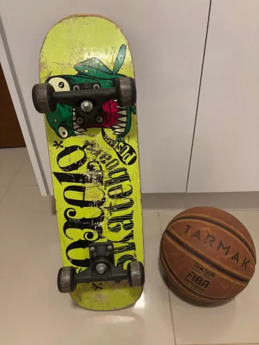 Vendo bola de basquete e skate