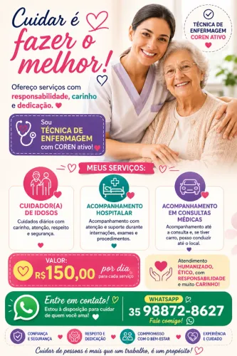 Cuidadora de idosos e acompanhante de hospital
