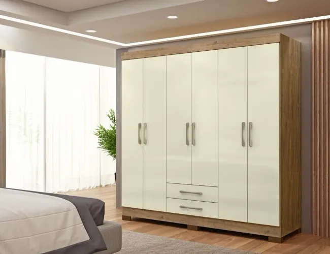 Guarda Roupa perola 6 portas e 2 gavetas rm mega Promoção!