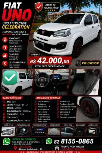 Fiat Uno Attractive 1.0 Flex 6V 5P 2017