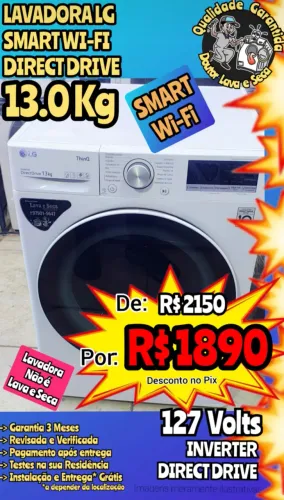 LAVA E SECA, LAVADORA LG 13Kg WI-Fi Entrega Grátis! Garantia! 127 volts