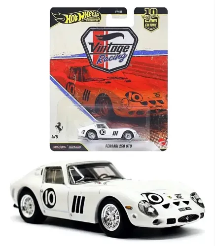 Hot Wheels Premium Ferrari 250 Gto Vintage Racing Car Cultur Branco