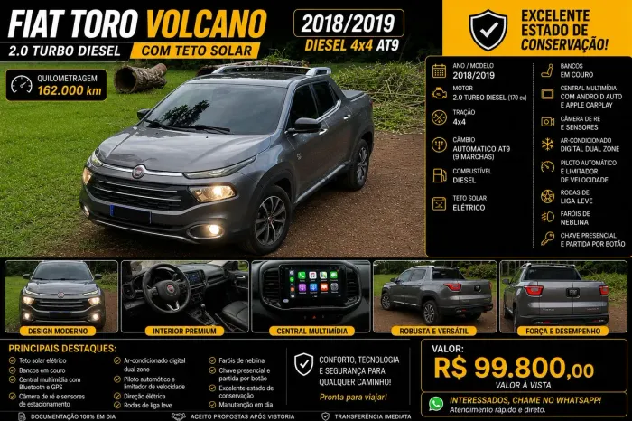 Fiat Toro Volcano 2.0 16V 4X4 TB Diesel Aut. 2019