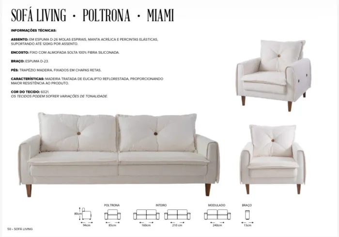 Sofá living + Poltrona Miami