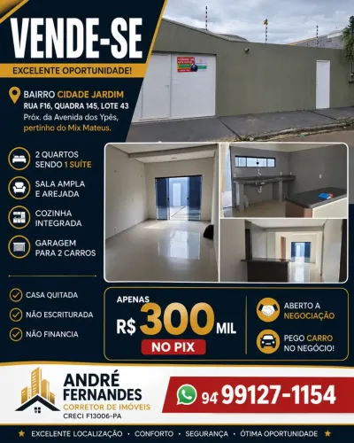 Casa à Venda | Excelente Oportunidade! BAIRRO CIDADE JARDIM. RUA F16, QUADRA 145, LOTE 43