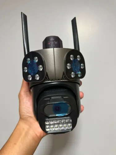 Câmera de Segurança Wi-Fi 3 Lentes 360° Visão Noturna IP66 Externa