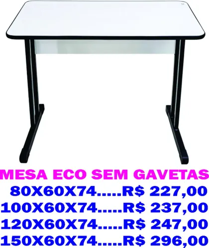Mesa Reta Escritório Sem Gaveta, Linha eco, Tampo de MDF - ap de 227