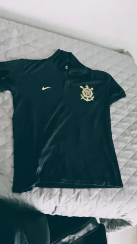 Camisa Corinthians Gola Polo Com Símbolo Dourado - Estilo Premium