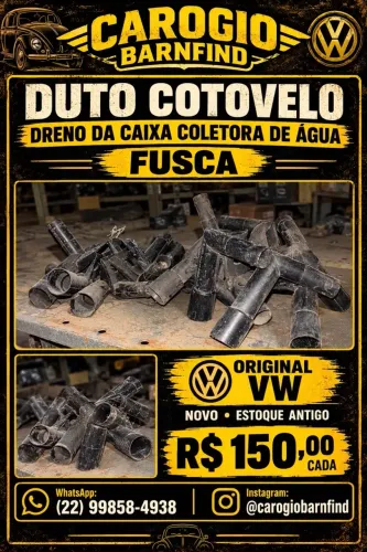 Duto/Cotovelo Dreno Caixa Coletora Agua Fusca Original Vw Nova Estoque Antigo