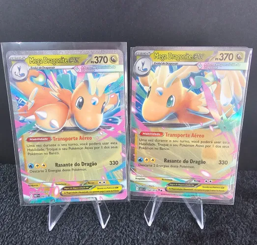 Cartas Pokémon dois Dragonite, ( 091/Promo) e (152/217) (Nm)