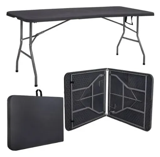 Mesa Dobrável 1,8m Preta - Ideal para Festas e Eventos!
