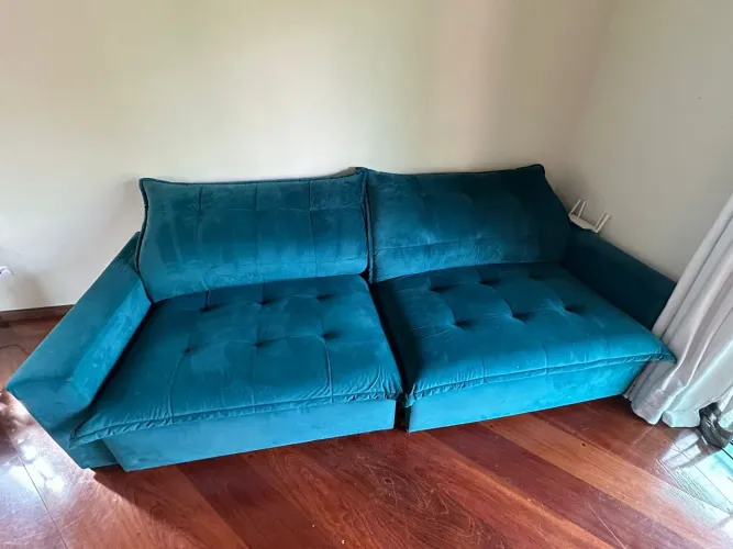 Sofá Retrátil 2,80m X 1,20m Azul Escuro Excelente Estado