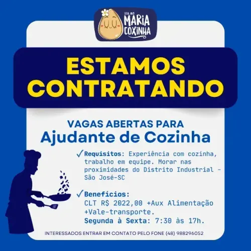 VAGA AJUDANTE DE COZINHA 