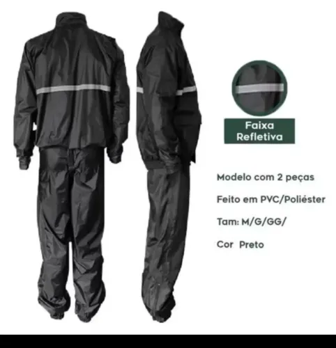 Capa de chuva para Motoqueiro Tamanho XXL (Preto)
