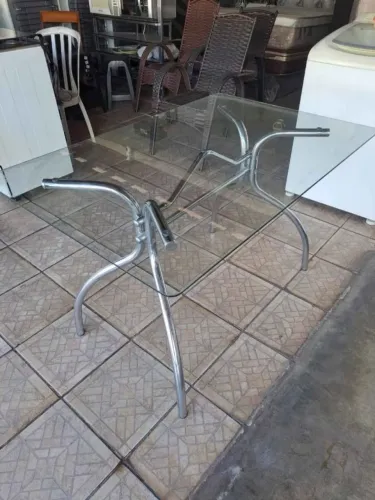 Mesa de vidro com base cromada + Entrega grátis em Sorocaba