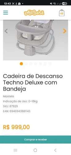 Cadeira de Descanso Techno Deluxe - Cinza - Mastela