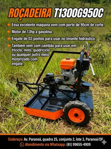 Roçadeira RTH1300G950C de Arrasto e Hidraulico