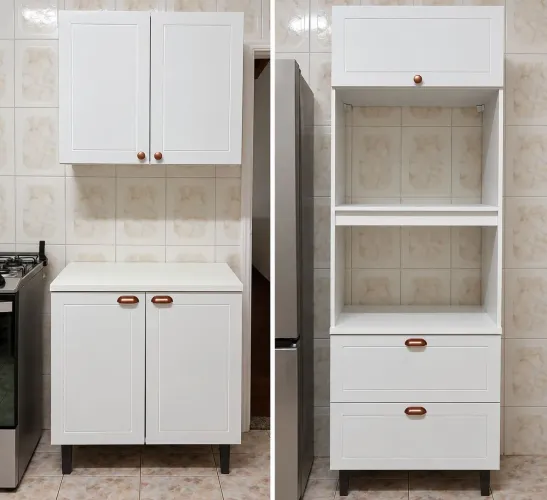 Conjunto de Armários de Cozinha Branco - 3 Peças