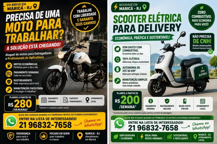 Aluguel de Moto para Trabalhar com Delivery - Maricá