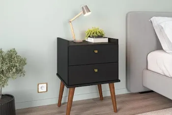Mesa de Cabeceira Aroma 2Gv Fiorello Preta - Entrega Rápida! 