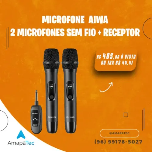 MICROFONE SEM FIO AIWA KIT COM 2