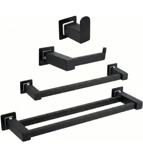 Kit acessórios de banheiro inox preto 04 pecas
