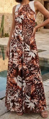 Vestido longo com tule nas alças 