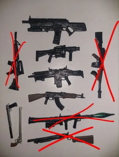 Lote pack de armas action figures escala 6 e 7 polegadas 1/12 e 1/10