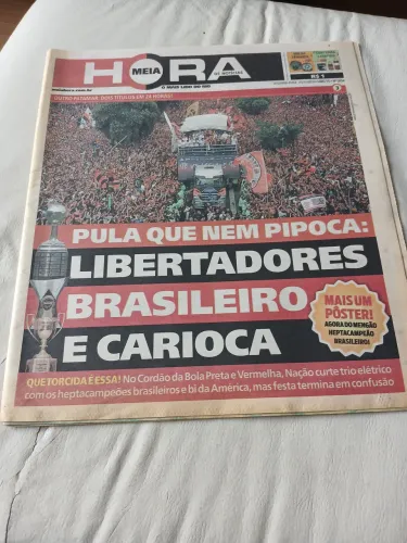 Jornal meia hora flamengo heptacampeao brasileiro libertadores pôster flamengo gugu