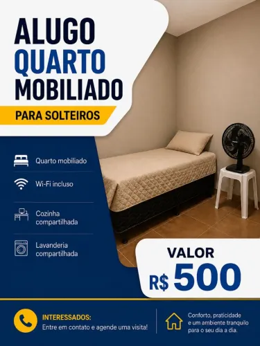 Quarto mobiliado em pensionato(casa compartilhada)