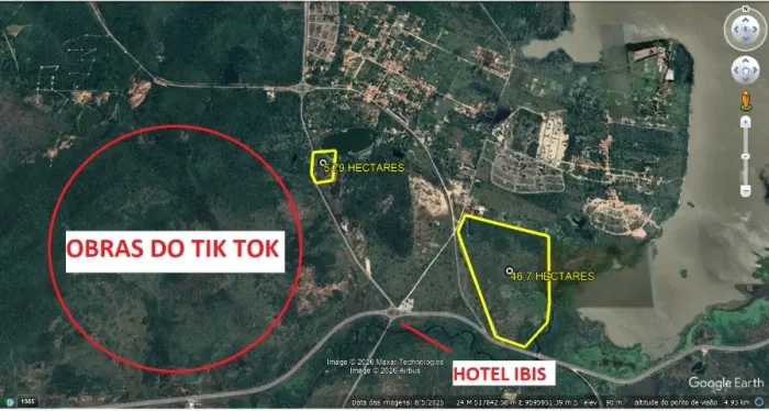 Aluguel parcial ou total de Terreno próximo as obra do Tik tok 46,7 hectares