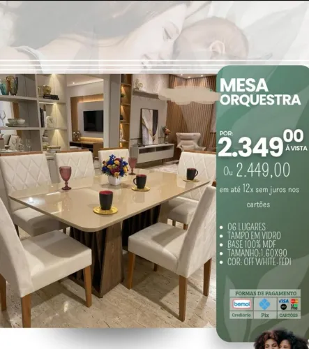 Mesa de jantar 6 lugares a pronta entrega promoção