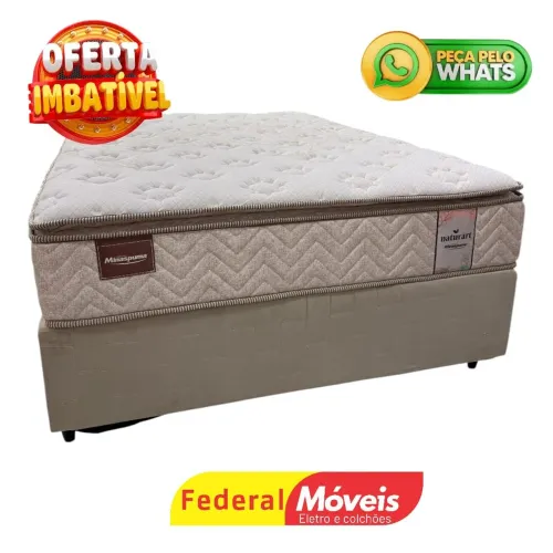Cama Box Casal Colchão 30cm altura e Base 1,38m Minaspuma Confortável - Chama no whatsapp