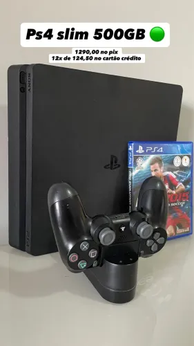 PlayStation 4 Slim 500GB + 1 controle original + 1 jogo pés 2015