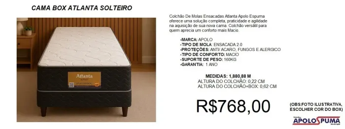 Cama box solteiro a pronta entrega - Alto conforto
