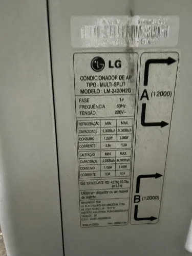 Ar condicionado LG bi-split 24000 BTU