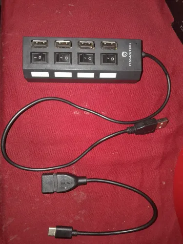 HUB USB 4 portas HDMI com botões liga e deliga + cabo adaptador OTG de brinde
