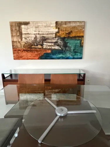 Conjunto Completo Sala de Jantar - Madeira + 8 Cadeiras + Buffet + Quadro