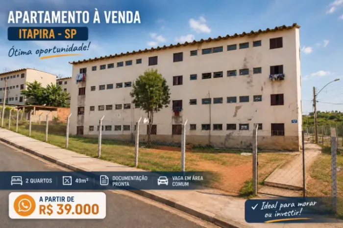 Apartamento 2 Quartos 49 m2 em Itapira - Excelente Preço Apenas R$ 39 mil