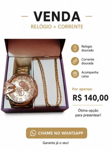 Relógio e corrente Masculino 