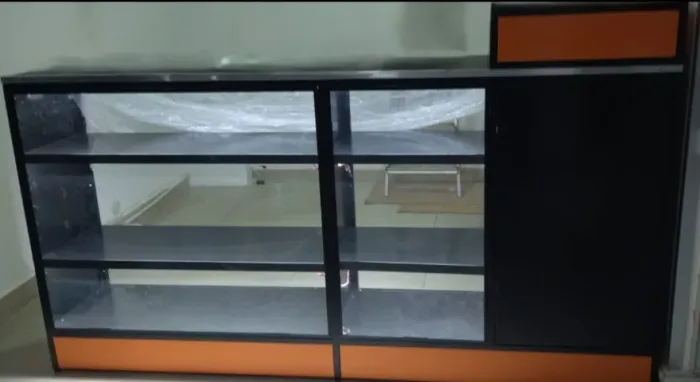 Balcão Duplo Vitrine Com Caixa em Aço - Estilo Industrial | Novo