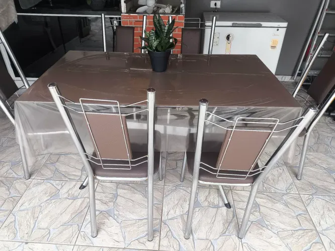 Jogo de Mesa de vidro 6 lugares
