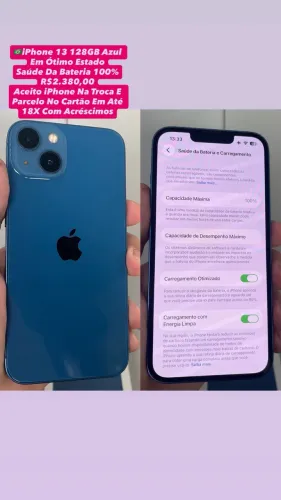 iPhone 13 128GB Azul ( Saúde Da Bateria 100% ) Usado | Em Ótimo Estado