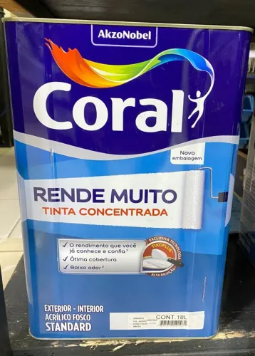 Tinta Concentrada Coral Rende Muito 18L Tinta Acrílica Alto Rendimento