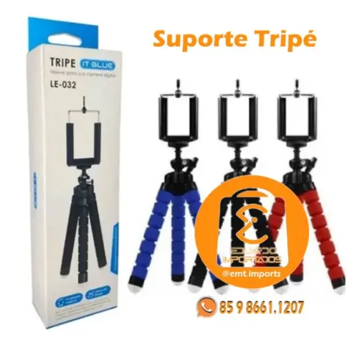 Tripe de Mesa Polvo para Celular Flexível 360° LE-032