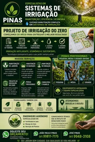 Poda, Irrigação, Jardinagem e Consultoria Agronômica em Brasília e Região.