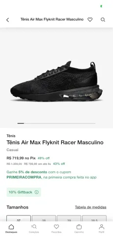 Vendo air max flyknit em gel