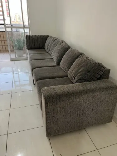 Conjunto sofá cinza modular 3 peças