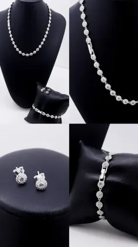 Conjunto Swarovski banhado a prata